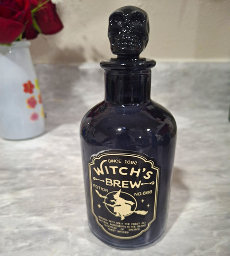 Black glass witch brew - "witch's, brew"