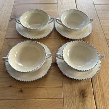 Art Deco Crown Ducal Stitch Soup Bowl And Saucer X 4 Made In England