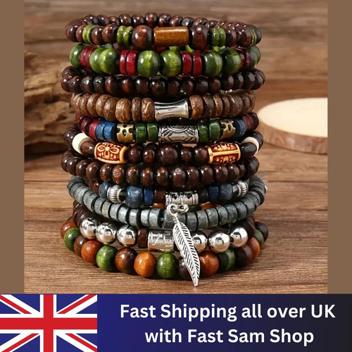 10pcs bohemian wooden - 10pcs,