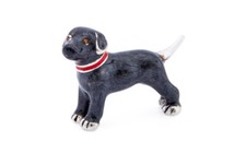 Saturno Sterling Silver and Enamel Labrador Black -Fully Hallmarked Silver