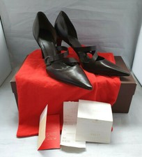 Bally Ladies Palmire Heel Shoes UK 3 Calf Leather Chocolate Brown Vintage New