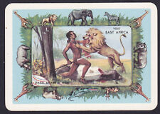 East African Wild Life,Masai Warrior & Lion.Single playing Card