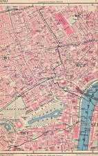 London map, Westminster, Whitehall, Victoria Embankment, SW1, WC1, WC2, 1947 map