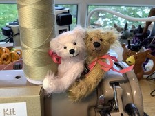 teddy bear KIT For TWO 3.5” Trad. Mohair Jointed Heirloom Bears Rosie and Peanut