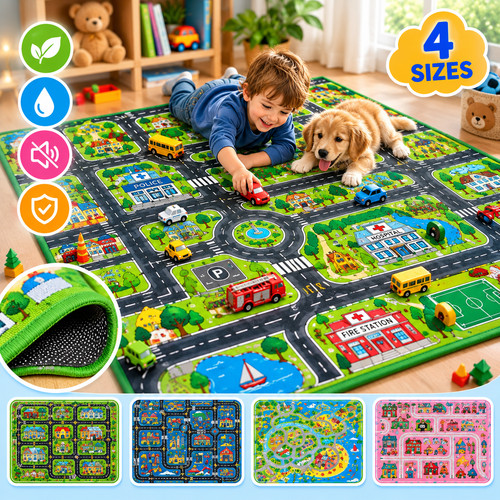Kids car play mat - play, slip