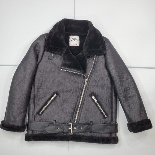Zara jacket women black faux - jacket, m