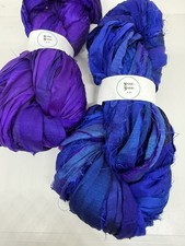 Sari Silk Ribbon, 2 X 40m, Fibre Art Ribbon, Knitting, Crochet Eco Gifts. Uk