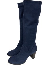 Boden Stretch Heeled Boot UK Size 8.5 Navy Suede Knee High Boots