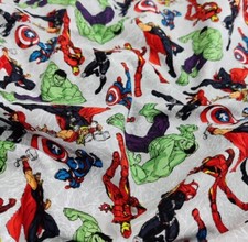 Marvel Heroes Cotton Fabric Grey Quilt Hulk Iron Man Captain America FS641_1