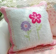 Handmade girls Pink Stitched Floral Quilted Cushion Cover Laura Ashley