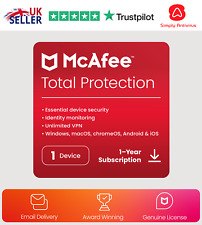 McAfee Total Protection Antivirus 2025 1 Device 1 Year 5 Minute Delivery
