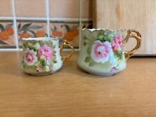 2 Lefton Bone China Hand Painted Cups - Roses
