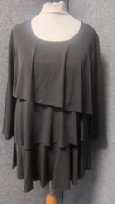 Susan Graver Liquid Knit Tiered Top Black UK XS LN055 EE 14