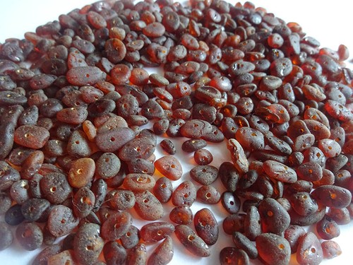 Real baltic holed amber - amber, loose
