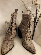 Faux Leather Snakeskin Ankle Boot  Block Heel Cut OUT UK6 New