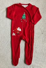 Red Babygrow Sleep Suit Pyjamas Father Christmas Tree Baby Girl Boy 6-9 Months