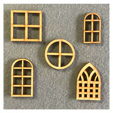 Dolls House Window & Doors - MDF Craft Shapes - Wooden Home Tags Embellishments