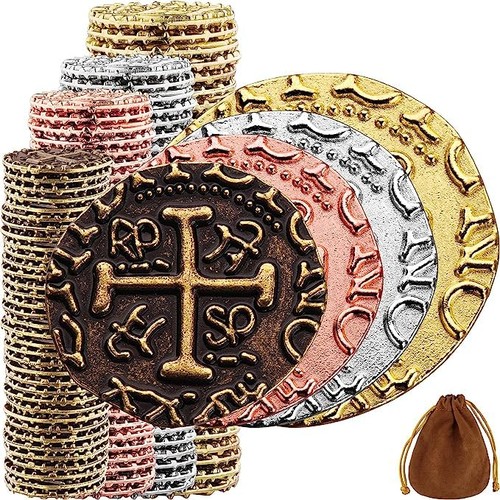 Large gold metal pirate coins - large,
