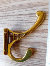 Brass Coat Hook, Liberty, Solid Cast Brass, Polished, Victorian Style, Retro. 