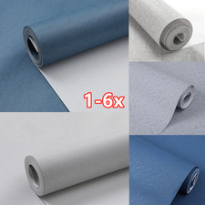 1-6x Plain Textured Wallpaper Embossed Linen Effect Non-Woven Fabric WallPapers