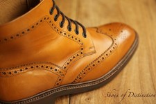 Loake 1880 Burford Tan Brown Leather Derby Brogue Boots Shoes UK 7.5 F US 8.5