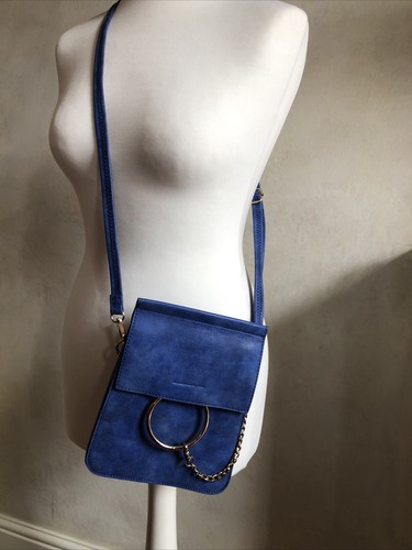 Blue faux leather crossbody - blue,