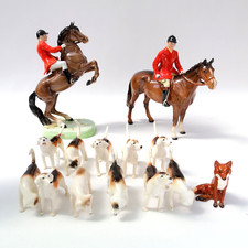 Beswick Hunting Scene Set Horse Riders Hound Dogs X14pc Circa 1970