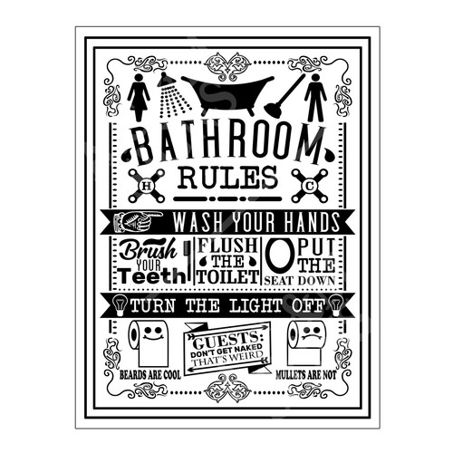 Bathroom rules metal tin - metal, sign