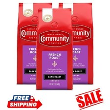 Community Coffee French Roast Dark Roast Ground 12 oz,Pack of 3 EXP- 11/29/2025
