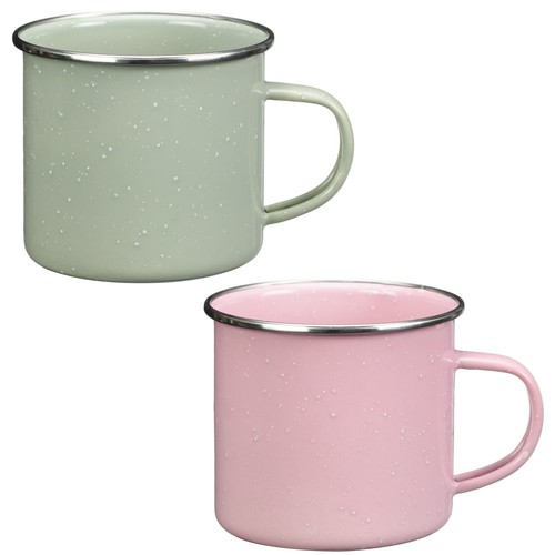 2pk enamel camping mugs retro - enamel,