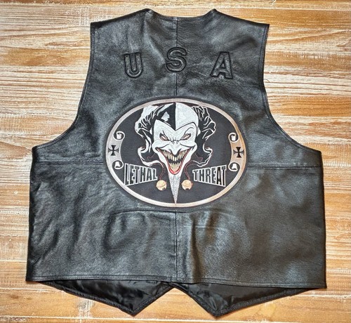 Usa leather mens riding vest - leather,