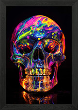 Neon Skull Art Framed Wall Art