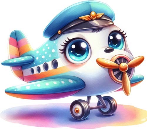 Cartoon airplane kids wall - airplane, art