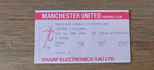 Ticket 1989 manchester united - 1989,