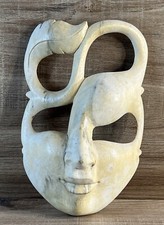 Vintage-Hand Carved Wooden Mask–Abstract Design–Unique Wall Decor-7”H By 4” 1/2W