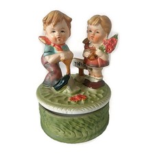 Vintage Sankyo Music Wind up Box Rotating 14cm Vienna Waltz Theme Made in Japan