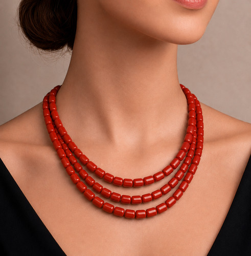 6x8 barrel beads red - barrel,