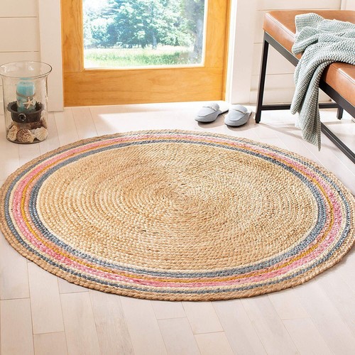 Round carpet jute rug - carpet,