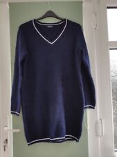 New Navy V Neck Eyelash Jumper Dress Size L In Extenso
