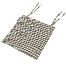 Seat Pad Cushion Gingham Check Dark Green Square 41x41cm Cotton Chair Bench