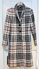 ZARA Pink Tartan Coat – Button Front – Women’s Size M – Stylish & Warm – VGC