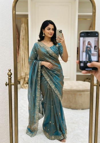 Designer party wear sari women - wear,