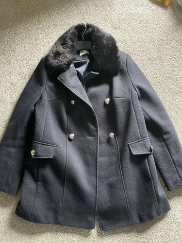 Women navy faux fur hood - navy,