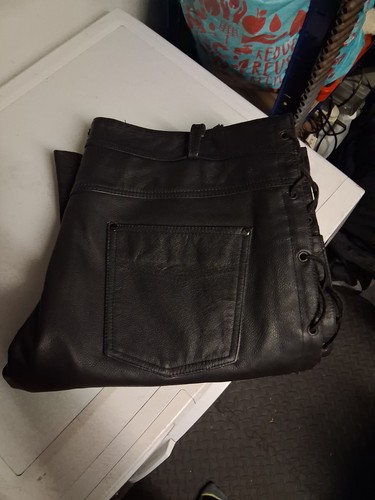 Leather jeans with side lacing - leather,