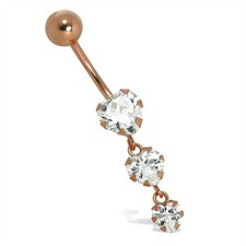 9ct rose gold - clear, cz