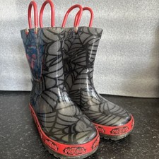 Used Marvel Spiderman Kids Wellies Children's Shoes boots size  9 / 27 UK