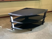 Black Glass Corner TV Stand