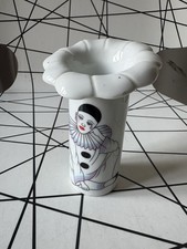 VINTAGE 1980S PIERROT CLOWN WHITE CERAMIC "JACK IN A PULPIT" Small Vase