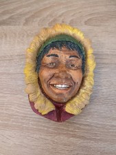 UNBRANDED ESKIMO INUIT Chalkware Figure Head Wall Plaque  Vintage Bossons?