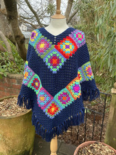 Handmade Crochet Granny Squares Poncho Charity Sale